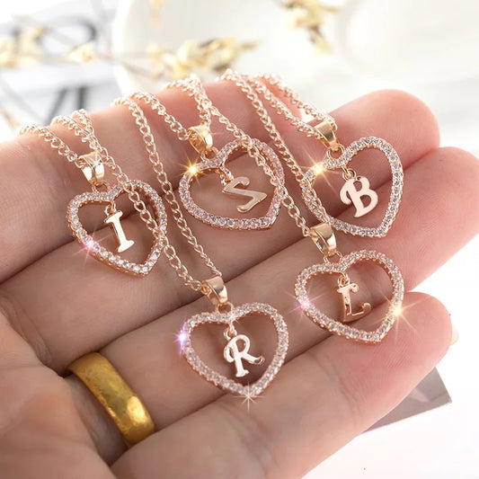In my heart initial and letter pendant