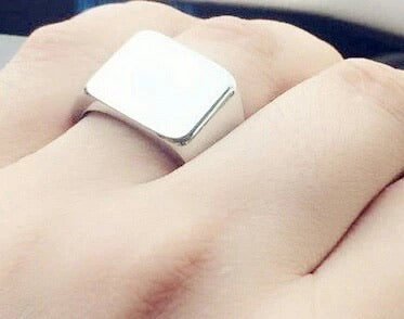 Square custom logo rings