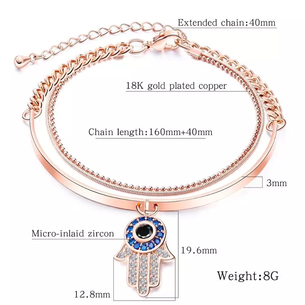 Hamza Hand braclet with crystals