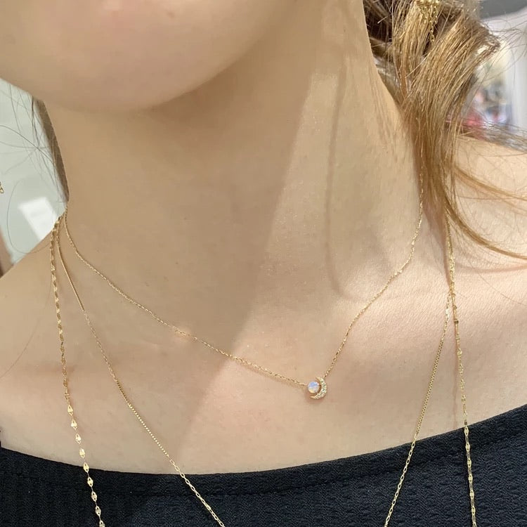 Natural Opal stone sterling silver necklace 18 k gold plated